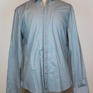 H&M Long-Sleeve Button Pintuck Detail Button Down Shirt L Large NWT